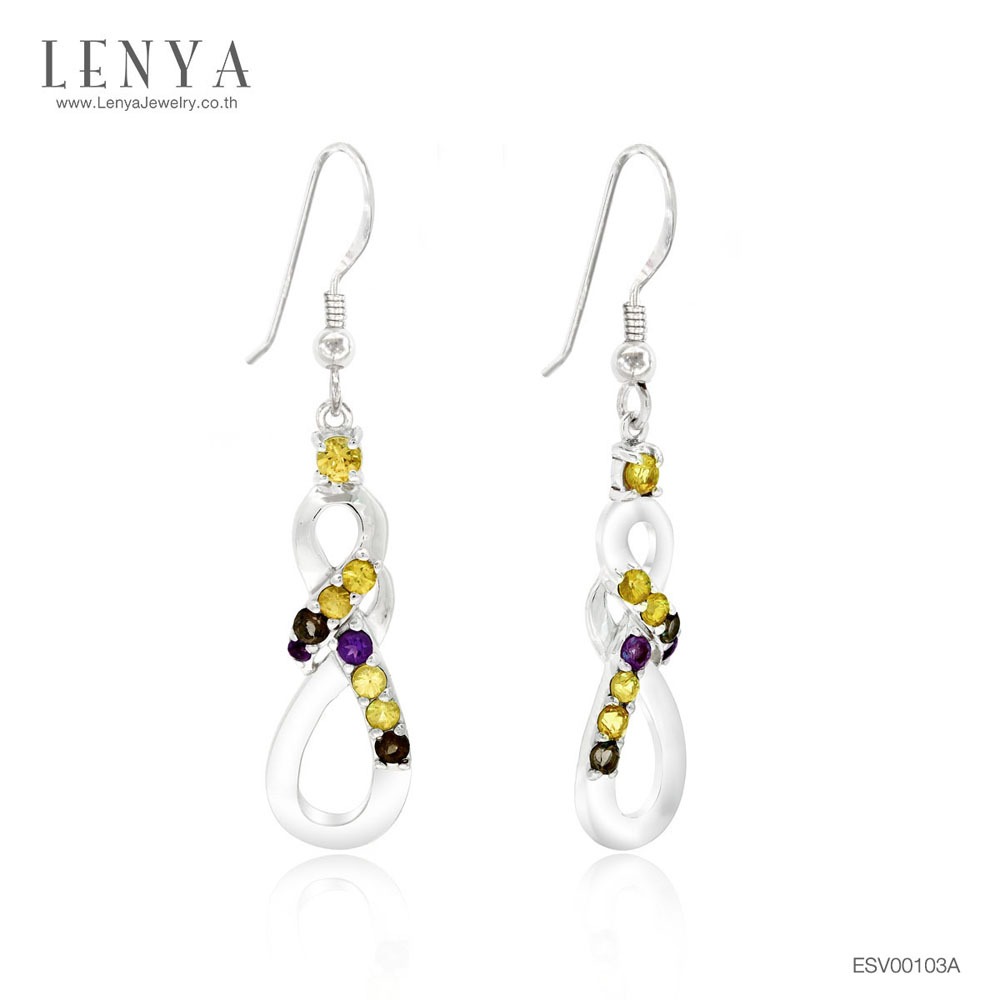 Lenya Topaz Earrings Enhances Good Luck, Wealth, and Intelligence. Size 2 Mm. 925 Sterling Silver Body with White Gold Plating. ราคา 3,500 บาท*ส่งฟรี