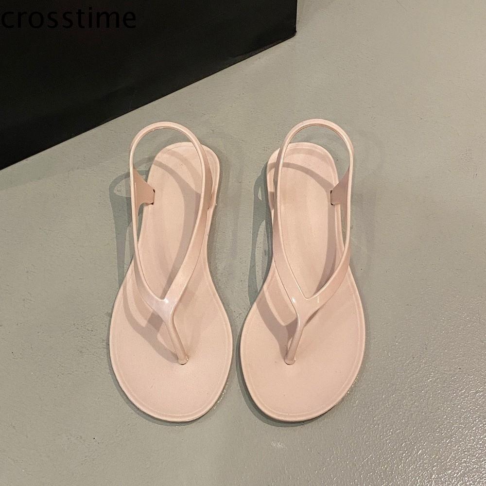 CROSSTIME PVC Dép bệt nữ Xuân Hè có quai gót sau Dép kiểu Hàn Quốc Thời trang Trang phục mặc ngoài Dép xỏ ngón nữ Phụ nữ