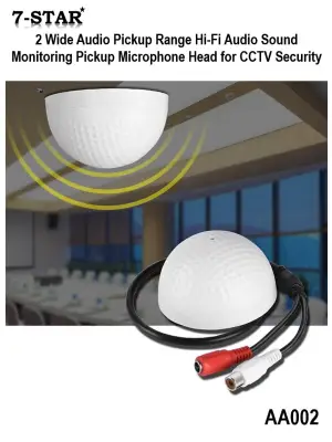 Wide Audio Pickup Range Audio Sound Monitoring Pickup Microphone Head for CCTV Security Camera System - High Sensitivity CCTV Mic