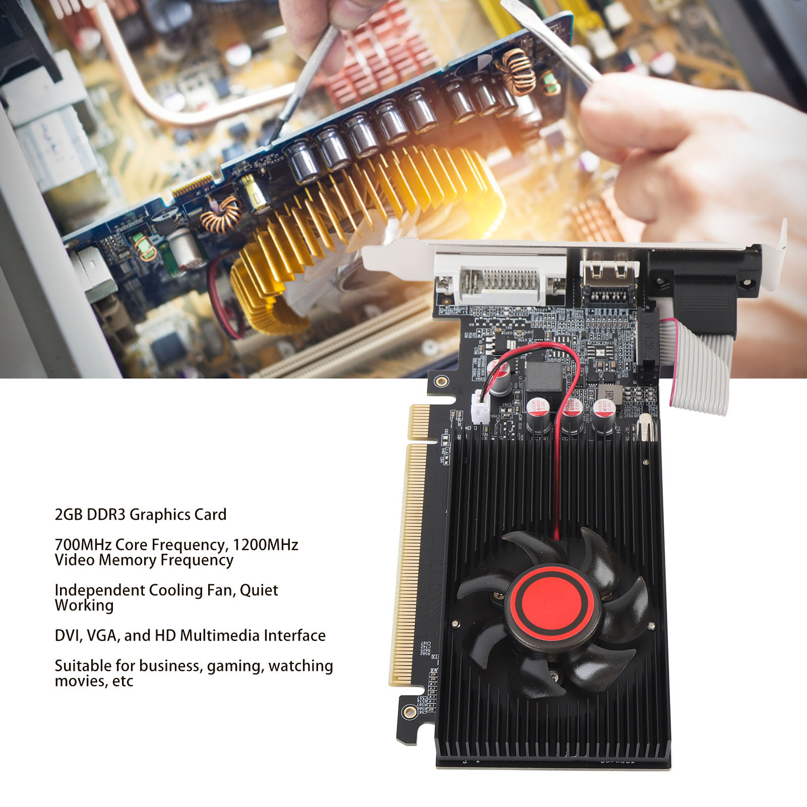 2GB DDR3 Card đồ họa máy tính Video Card PCI Express 2.0 16X khe cắm cho chơi game hàng ngày
