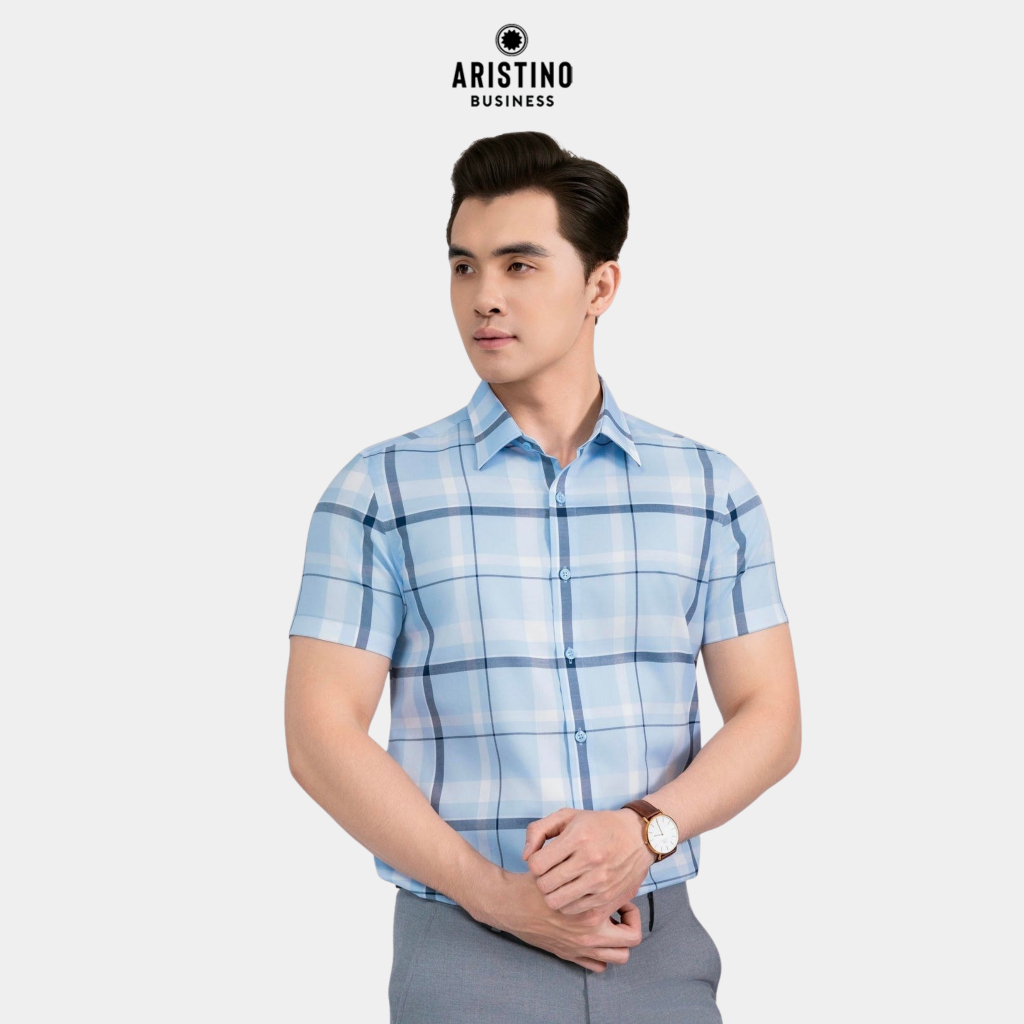 Áo Sơ Mi Nam Aristino Business form Slim Fit hoạ tiết kẻ caro lớn - 1SS019AS2