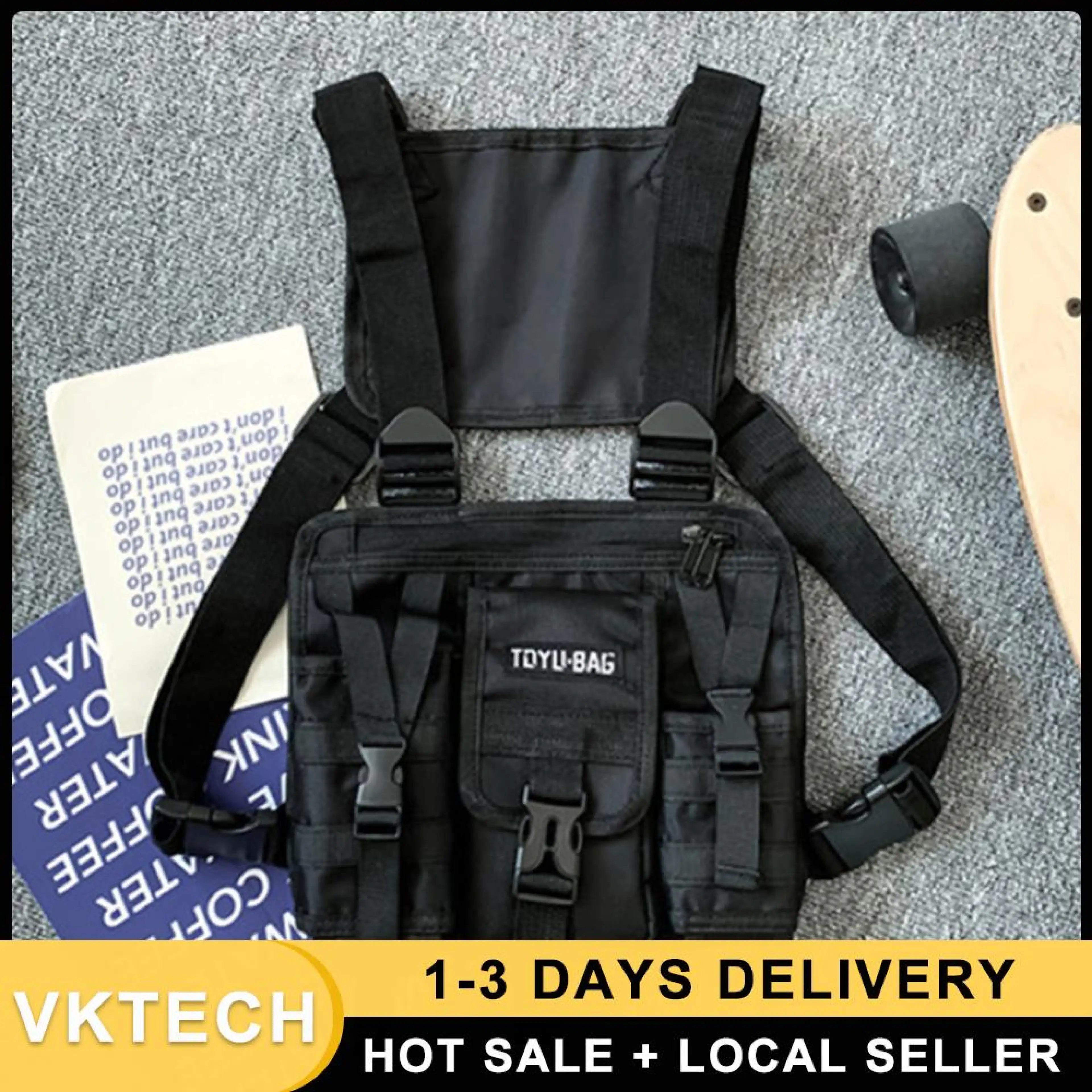 Molle Oxford Shoulder Bag Men's Chest Bag Adjustable Multi-Pockets Lightweight for Outdoor Camping Equipment