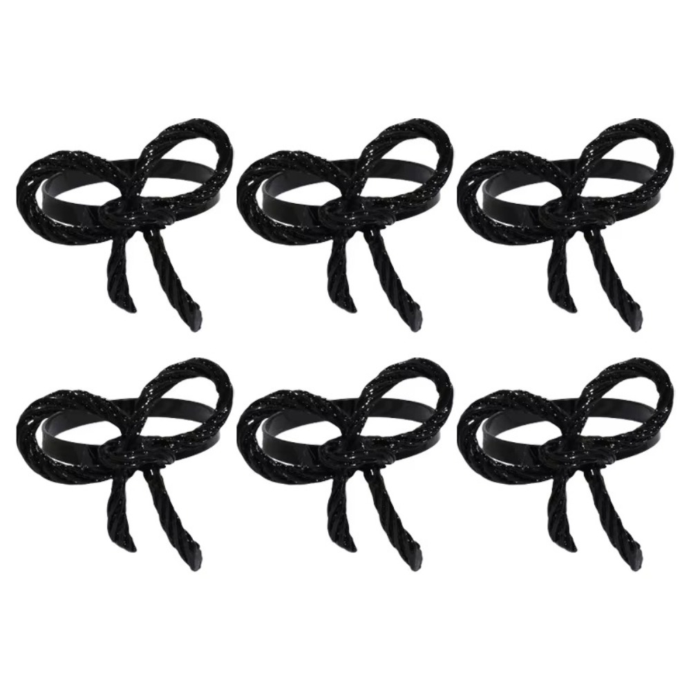 ECOCOKU 6 Pieces Thanh lịch Nhẫn khăn ăn hình nơ Mạnh mẽ Hợp kim kẽm Khóa khăn ăn Trang trí ngày lễ Đa chức năng Nhẫn giấy Trang trí bàn tiệc cưới - 3