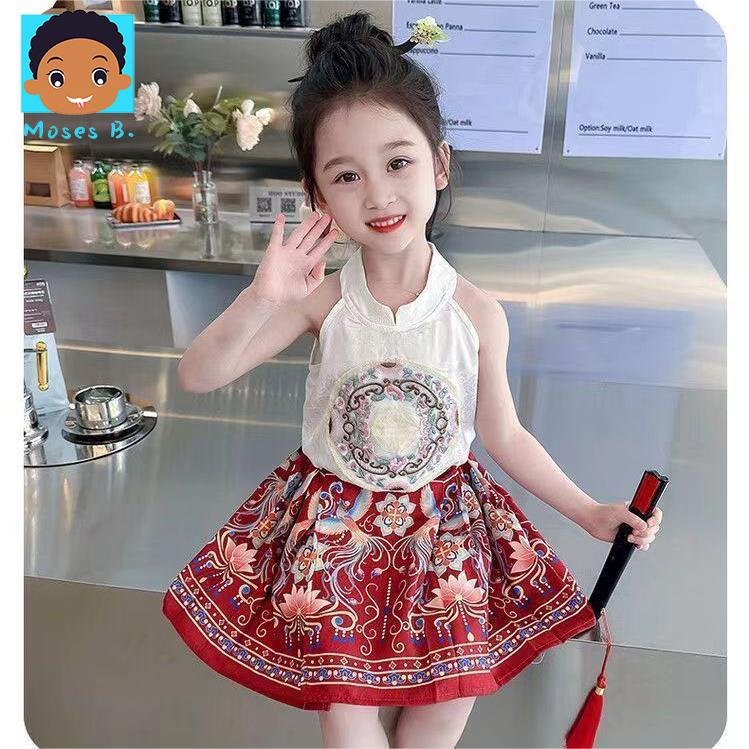 MOSES Bộ đồ cổ trang cho bé gái Trung Quốc mùa hè, em bé mỏng, bộ Hán phục thời Minh.