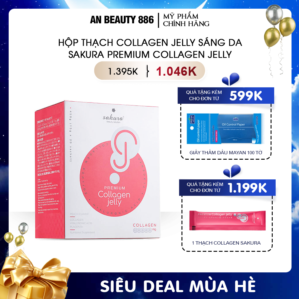 Thạch collagen chống lão hóa, dưỡng sáng da Sakura Premium Collagen Jelly