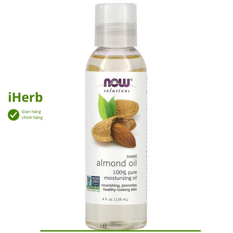 Solutions, Sweet Almond Oil lọ 4 fl oz (118 ml) của Now Foods - iHerb Việt Nam