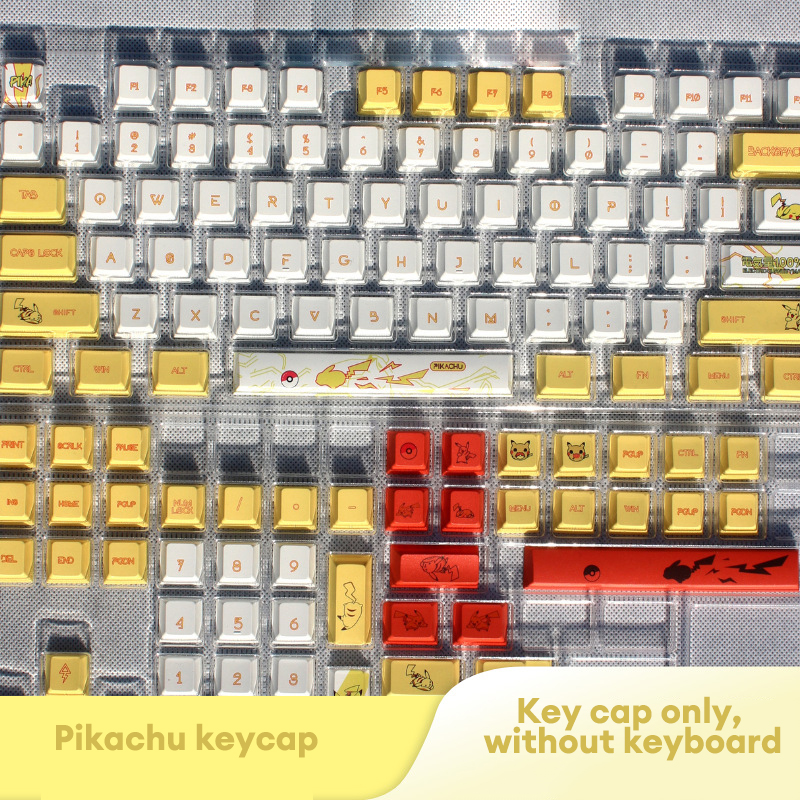 Xiaozhubangchu Pikachu PBT thăng hoa Keycap phím Bàn phím cơ xda chiều cao tùy chỉnh DIY cá nhân key