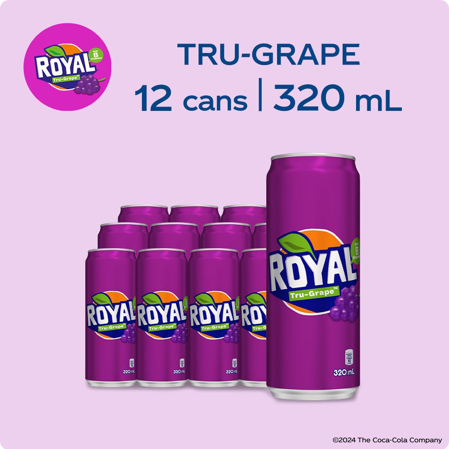 Royal Tru-Grape 320mL Pack of Cans Caffeine Free Grape Drink