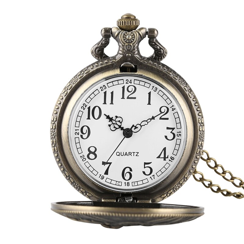 Retro Shepherd Farmer Design Bronze Pocket Watch Chain Flower Cover Classic Arabic Numeric Scale Fob Clock Necklace Pendant Gift 2019 2020 (2)