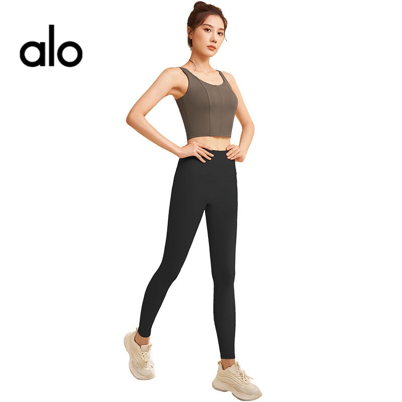 ALO yoga ชุดโยคะกระดูกปลาพีชชุดออกกำลังกายยกสะโพกเอวสูงแห้งเร็ววิ่งชุดออกกำลังกายฝึกโยคะ ราคา  658 บาท*ส่งฟรี