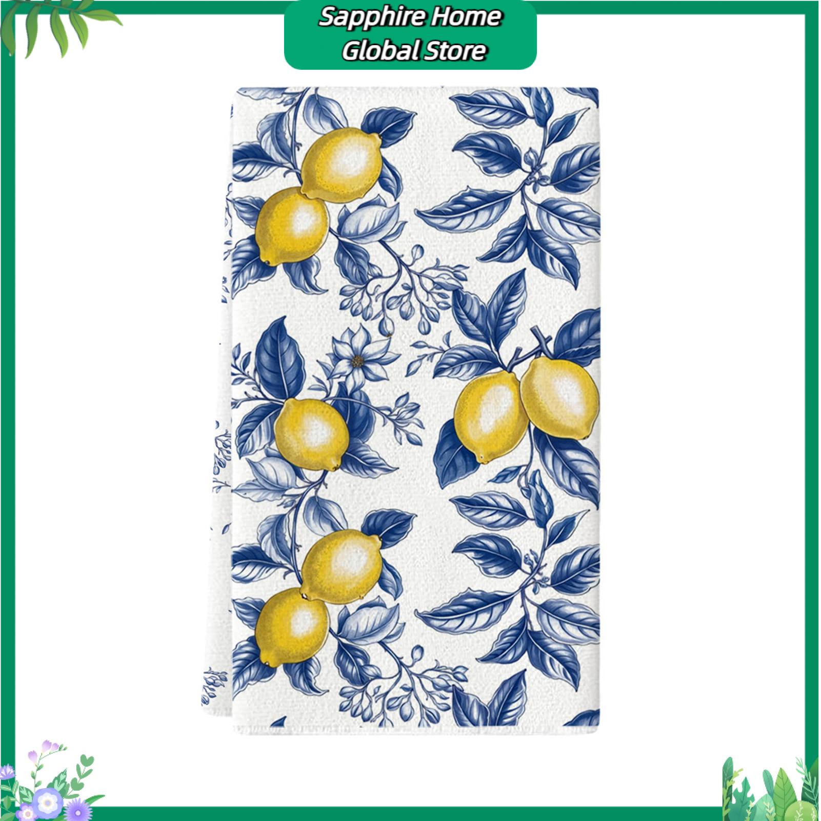 romaine Lemon Print Dish Towel Multi-purpose Kitchen Rag Lemon Kitchen Towel Microfiber Absorbent Dish Cloth Farmhouse Style Hand Towel for Kitchen Bathroom Party Decor – Quick Dry Durable Multipurpose - 5
