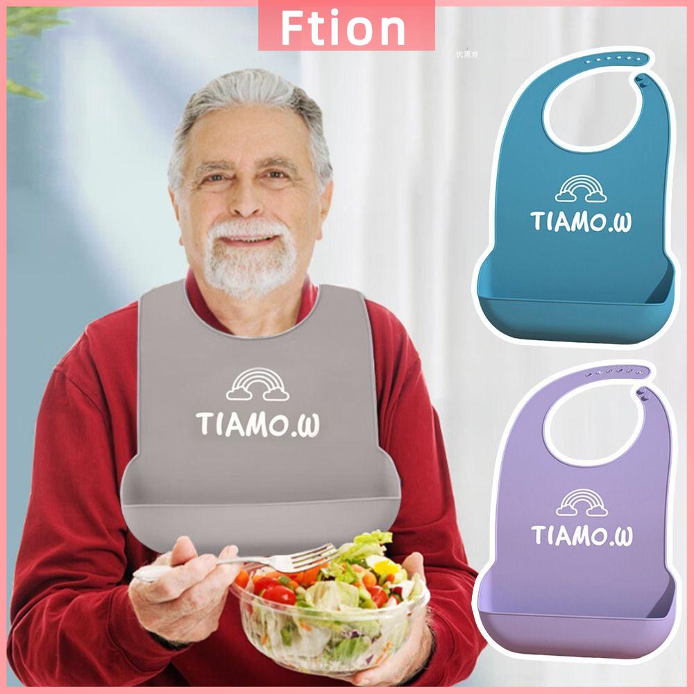 FTION Chống dầu Yếm silicon cho người lớn Bảo vệ quần áo Có thể giặt Bảo vệ ăn uống Không thấm nước Cho người lớn bệnh nhân ăn Dành cho người cao tuổi