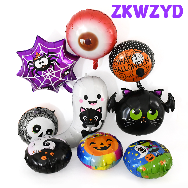 [ZKWZYD] Halloween Dekoration Schädel Hexe Bat Kürbis Ghost Folie Luftballons Spielzeug 2022 Happy Halloween Party Aufblasbare Ballon Decor Liefert