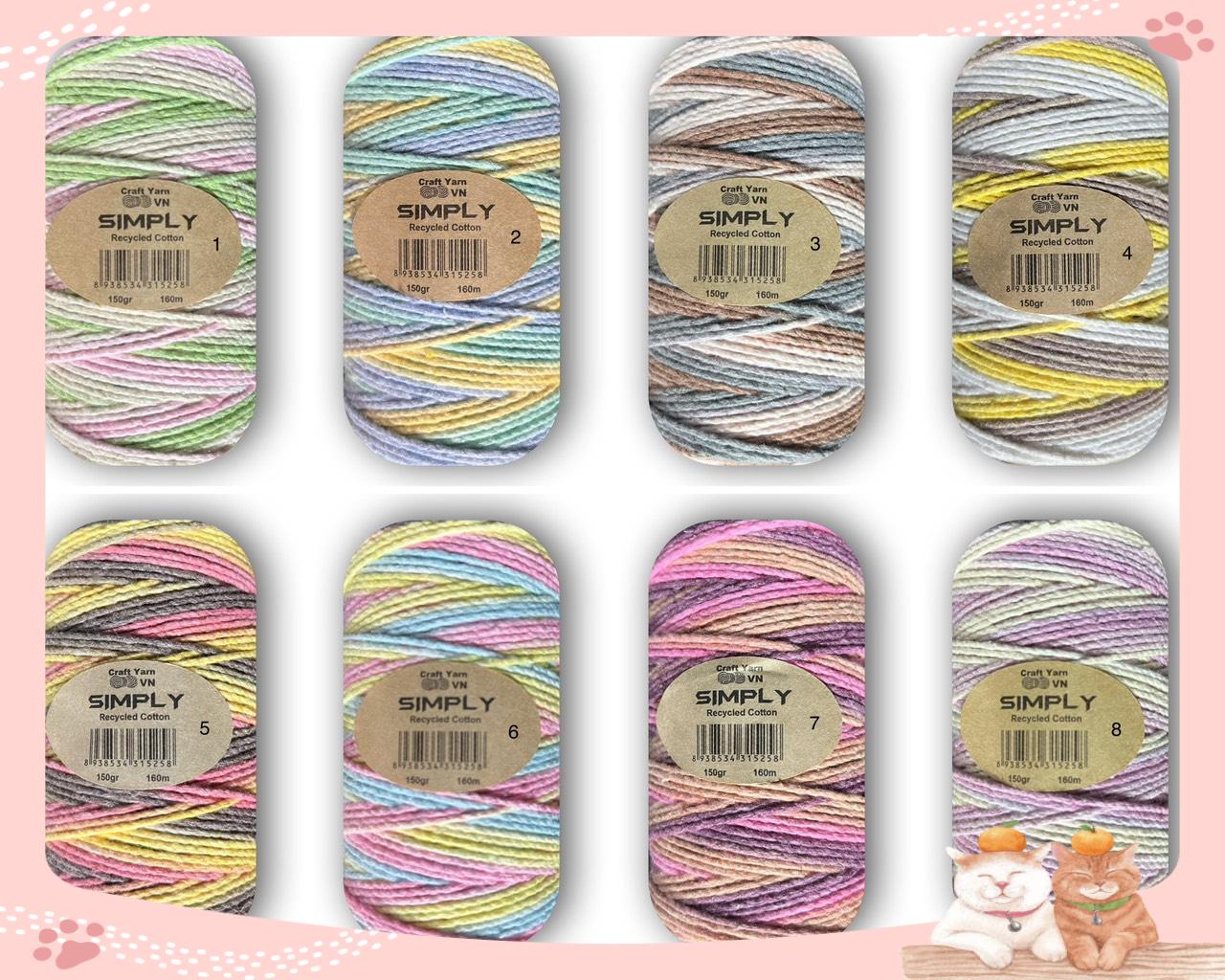 Sợi SIMPLY LOANG Craft Yarn VN móc túi xách, túi tote, mũ nón lên dáng cứng cáp, chắc chắn, màu sắc độc lạ (Đủ bảng màu)