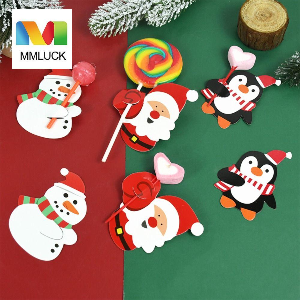 MMLUCK 50pcs Cartoon Christmas Lollipop Paper Santa Claus Paper Kids Candy
