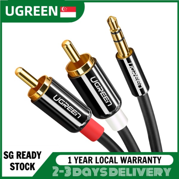 UGREEN 2Meter 3.5mm Male to 2RCA Male Auxiliary Stereo Y Splitter Audio Cable (2m Grey) Singapore