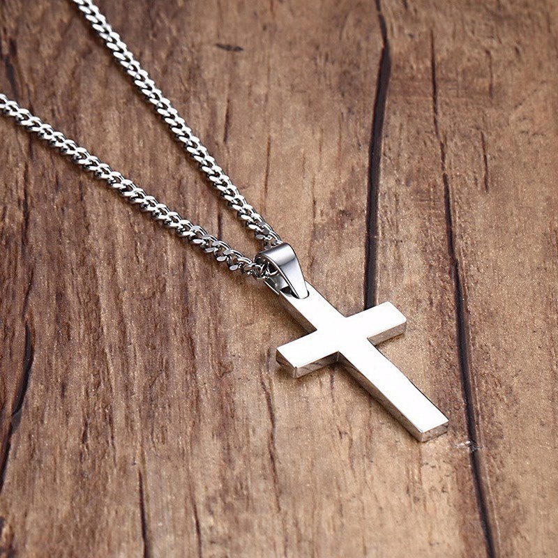 Fashion Jesus Cross Pendant Stainless Steel Necklace for Men and Women Jewelry Silver Gold Black