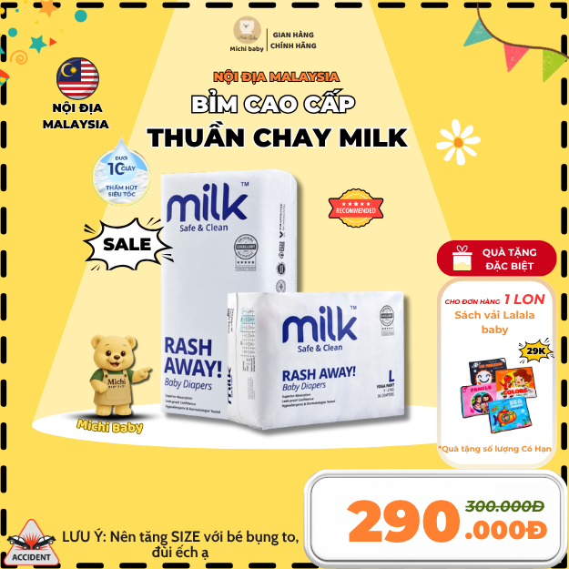 Milk Domestic Malaysian Vegan Diapers Premium Super Absorbent, Super Soft, Safe for Babies-Mc886