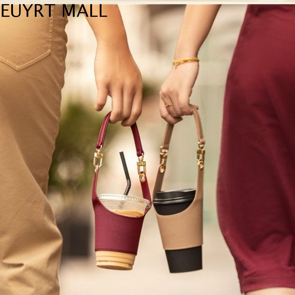 EUYRT Chức năng cách nhiệt Bọc cốc da Thiết kế di động PU Bao đựng chai nước Hàng ngày Phù hợp phổ quát Giá đỡ cốc Cốc cà phê