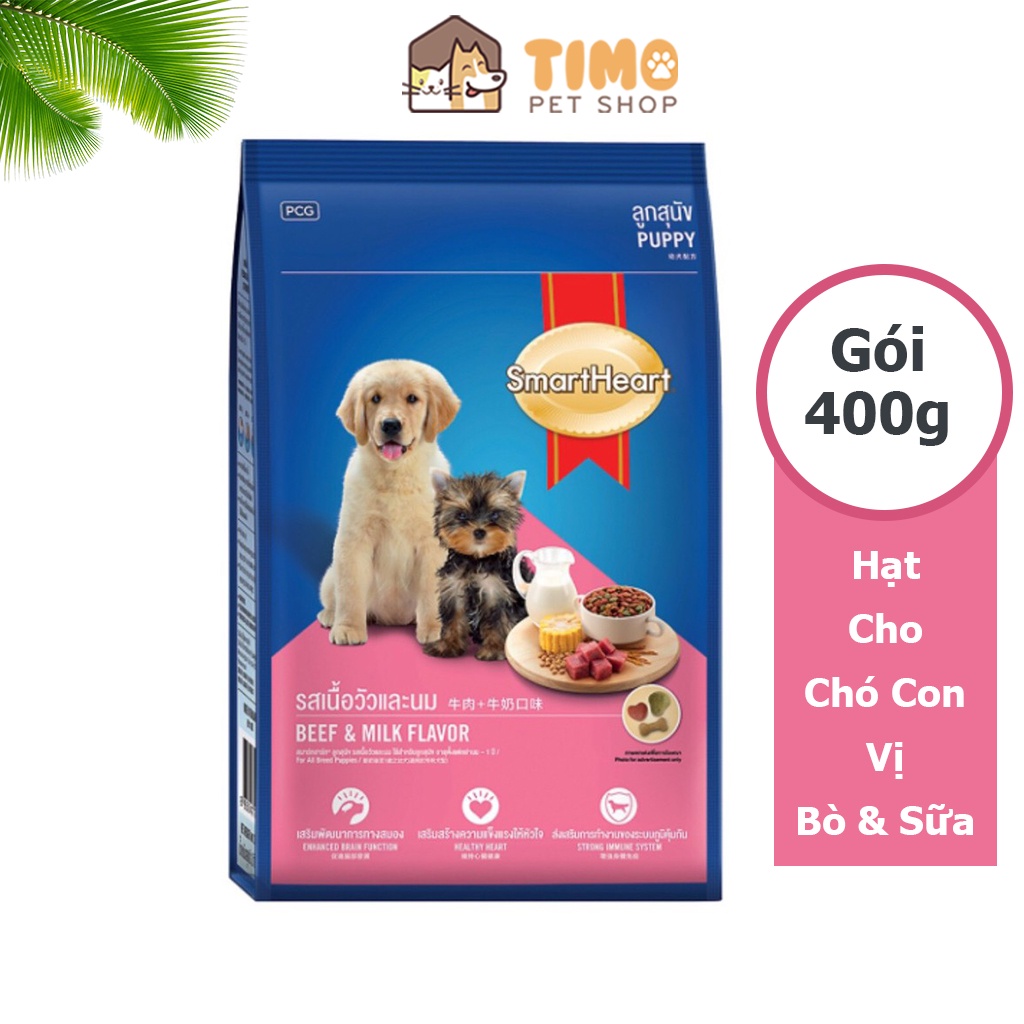 Thức Ăn Hạt Cho Chó Con Smartheart Puppy (Gói 400g) - Hạt Cho Chó Con Dưới 12 Tháng Tuổi