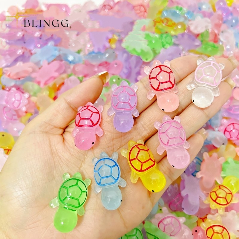 BLINGG【Miễn phí vận chuyển】mini hoạt hình dễ thương Rùa phát sáng trong bóng tối mới đồ chơi phát sáng thủ công tự làm thủ công đồ trang trí để mặt bàn trẻ em