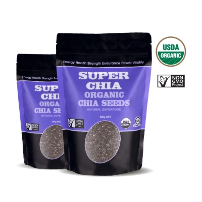 (Bundle of 2) SUPERCHIA USDA-certified Organic Chia Seeds 500g (Expiry Date - April 2024)