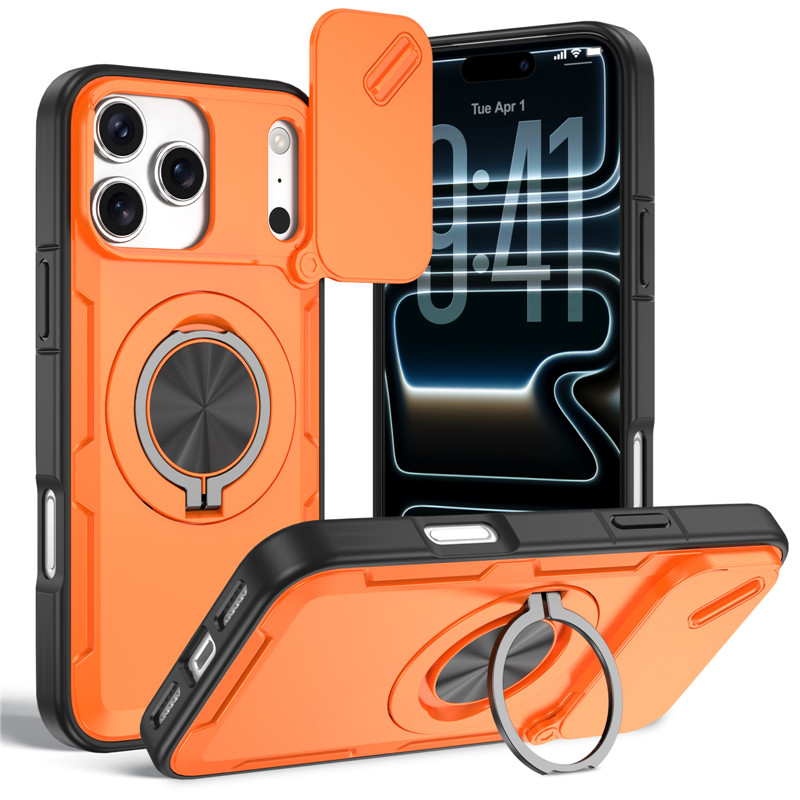 Phone Case For Iphone With Slide Camera Cover Ring Stand Armour_voghion.com