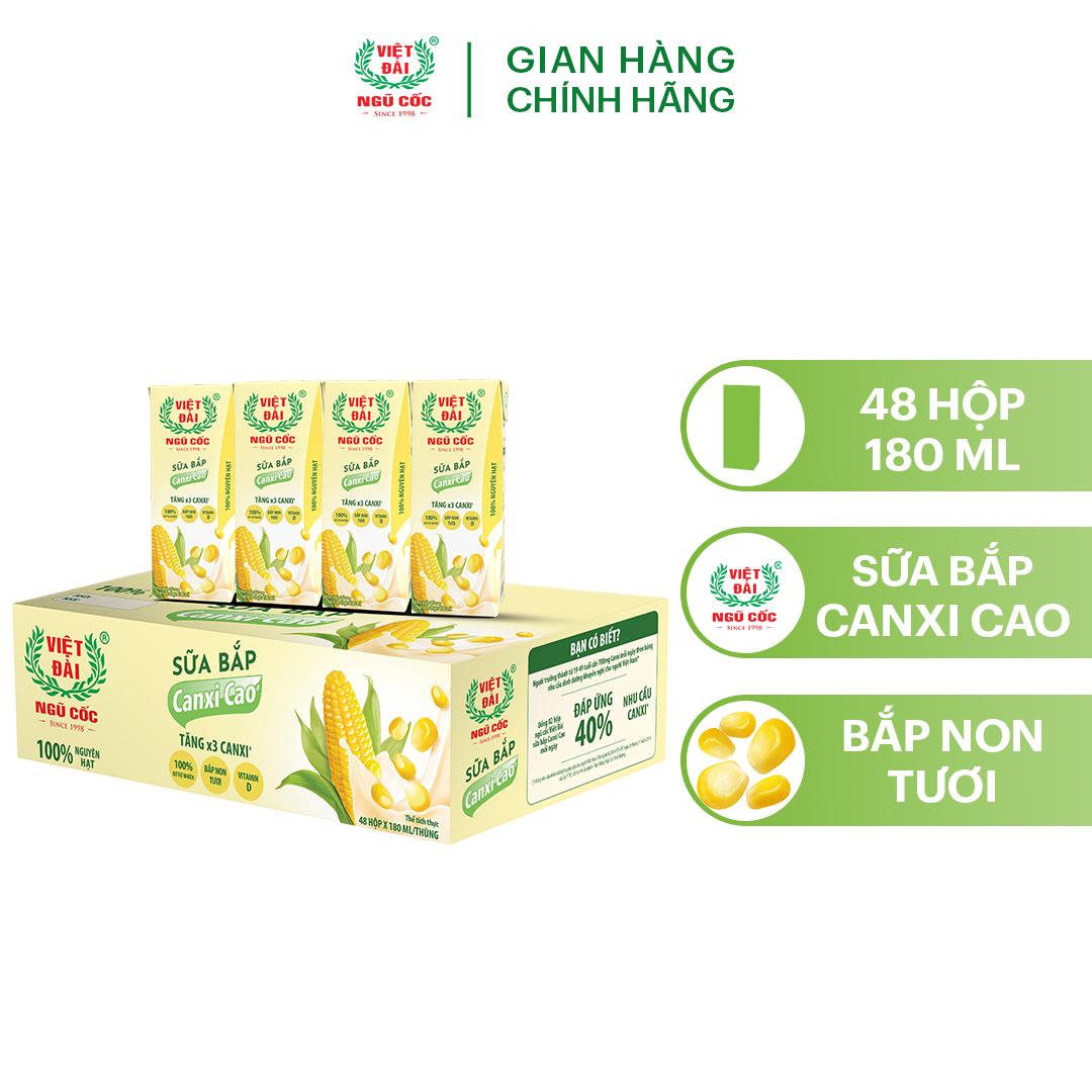 Thùng 48 Hộp Sữa Bắp Non Canxi Cao VIỆT ĐÀI 180ml