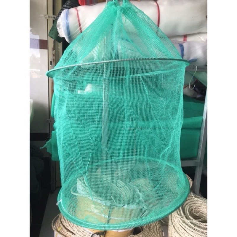rộng đựng cá mắt lưới xanh 3li 2 vành kẽm đủ kích cỡ nhỏ lớn