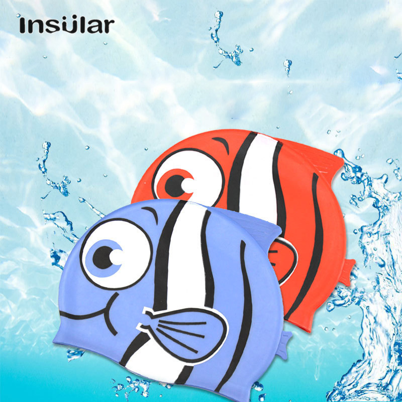Insular Phim hoạt hình dễ thương trẻ em Mũ Bơi Silicone mũ bơi Cá Hề