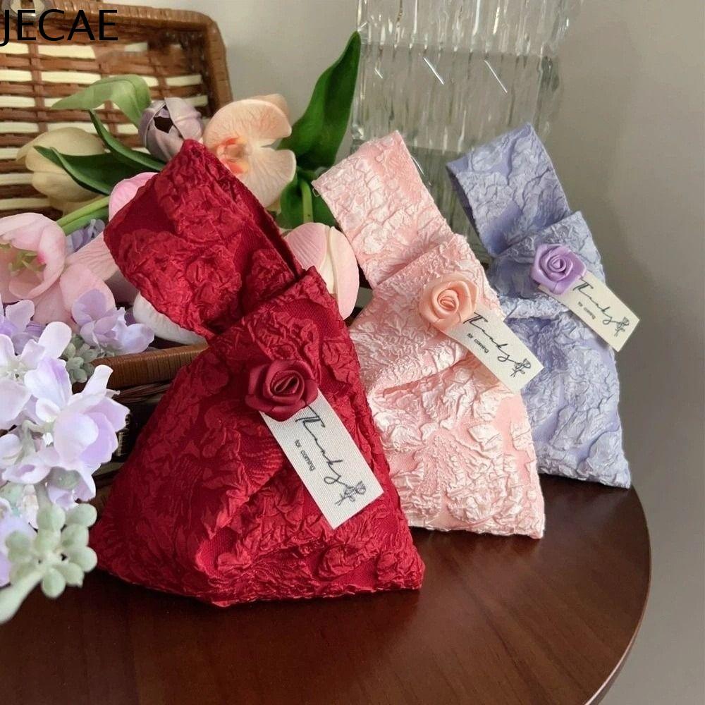 JECAE Tết Nguyên Đán Túi đeo tay có nút thắt tua rua  dây chuyền hoa In ấn Túi xách phong cách Trung Quốc Di động Túi đựng đồ trang điểm Túi đựng đồ nhỏ Các cô gái