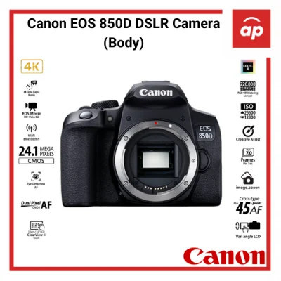 (12 + 3months Warranty) Canon EOS 850D DSLR Camera (Body Only) + Freegifts