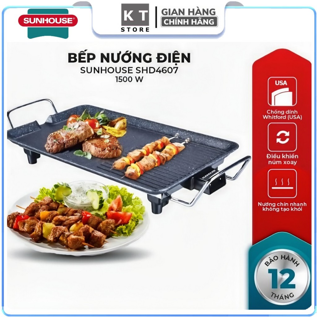 Bếp Nướng Điện SUNHOUSE SHD4607 - Bếp Nướng Không Khói - Hàng Chính Hãng - BẢO HÀNH 24 THÁNG