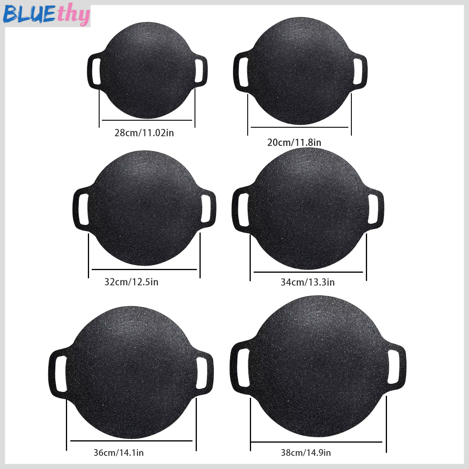 Korean Style BBQ Grill Pan for Stove Top Non-stick Round Frying Pan with Handles Pancake Griddle Pan