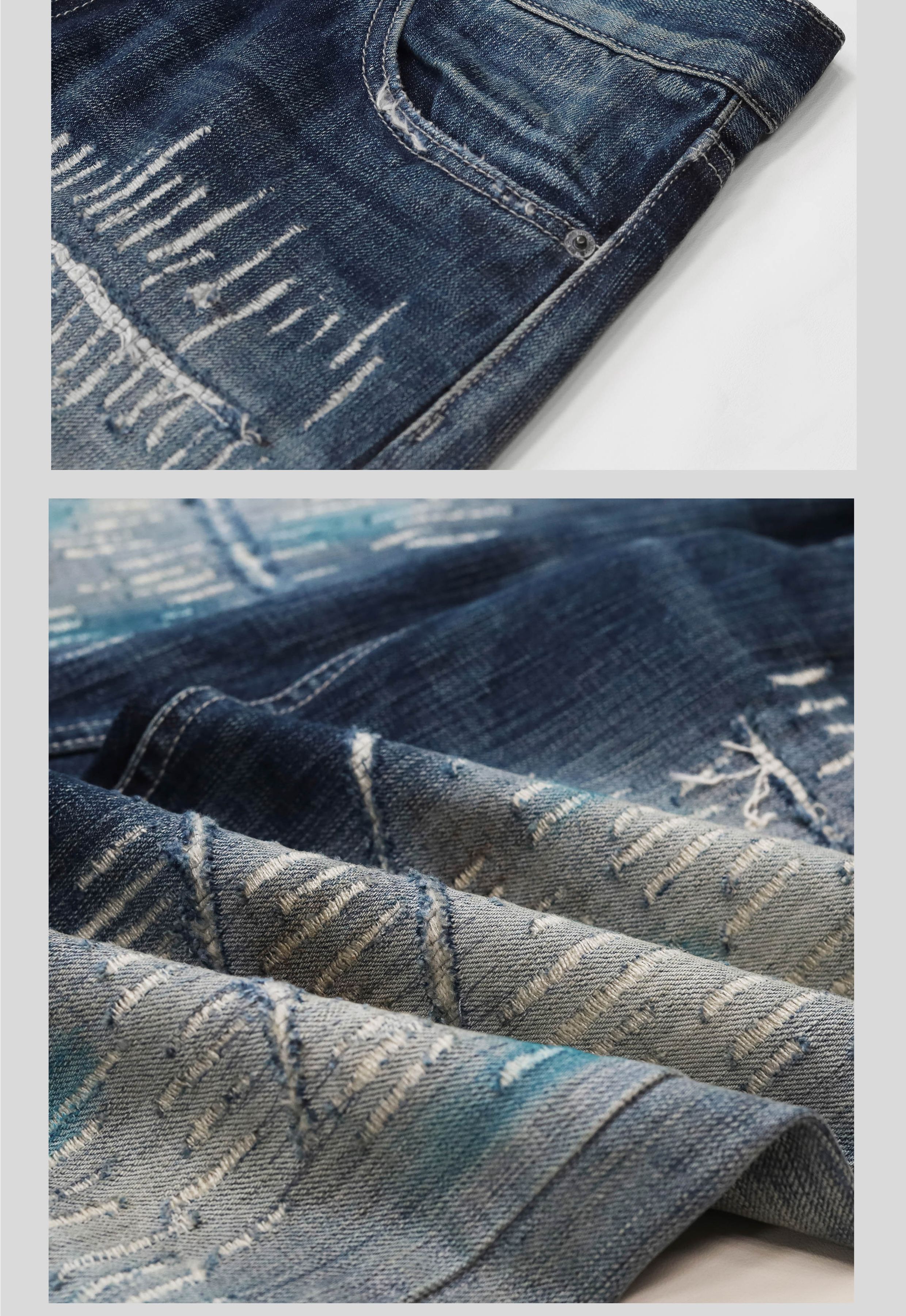2024 Japanese Heavy Fashion Men's Trousers Casual loose and versatile retro rainy night butcher jeans