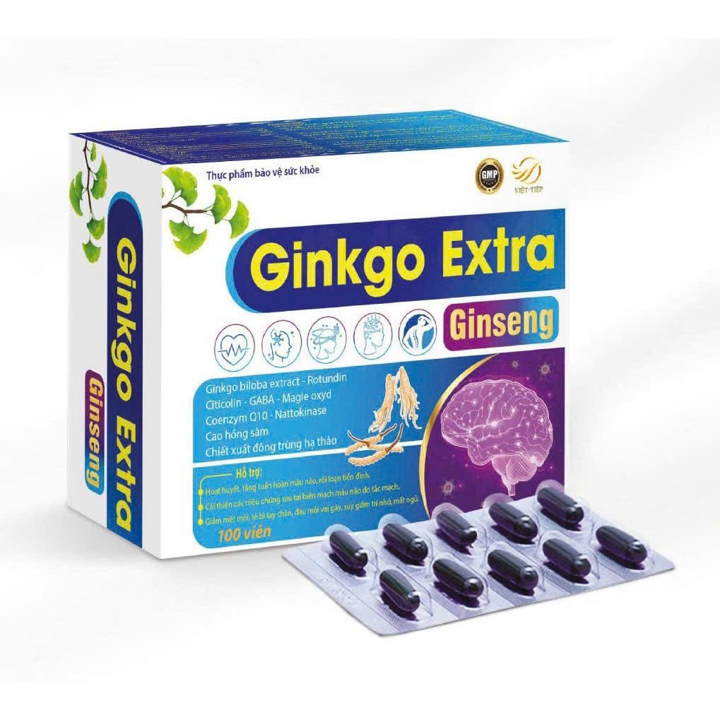 Ginkgo Extra Ginseng Giúp bổ sung dưỡng chất cho não hiệu quả viên uống hoạt huyết dưỡng não, đau đầu, chóng mặt mo