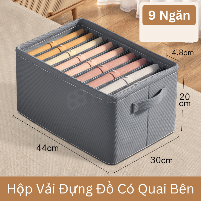 Hộp vải đựng đồ, quần áo, đồ lót có hai quai bên có thể gấp gọn