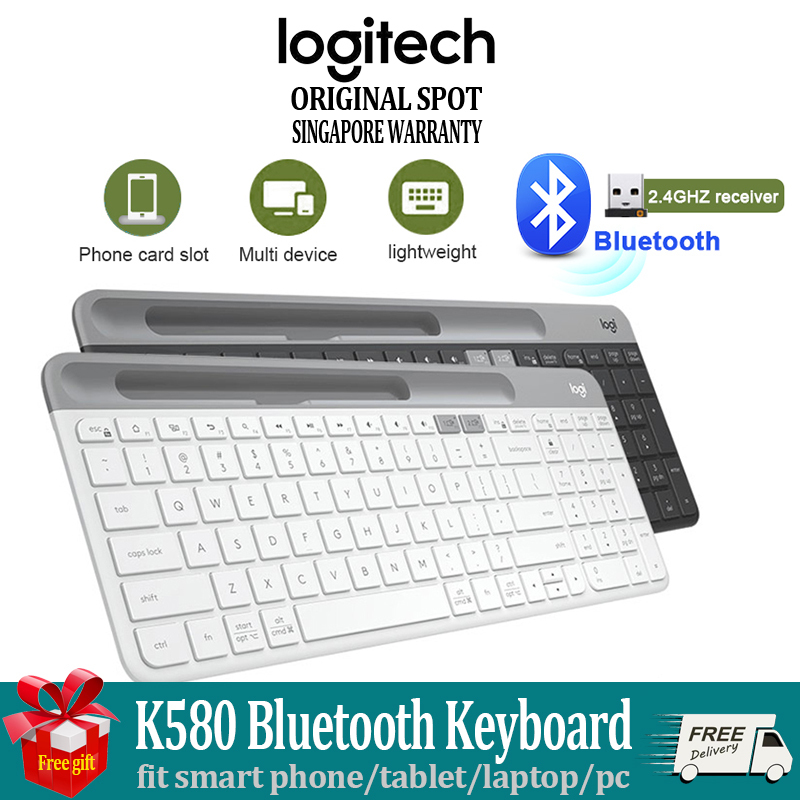 Logitech K580 Bluetooth Wireless Keyboard Slim Multi-Device Keyboard Easy-Switch Come with USB Receiver, For Phone/Laptop/PC Singapore