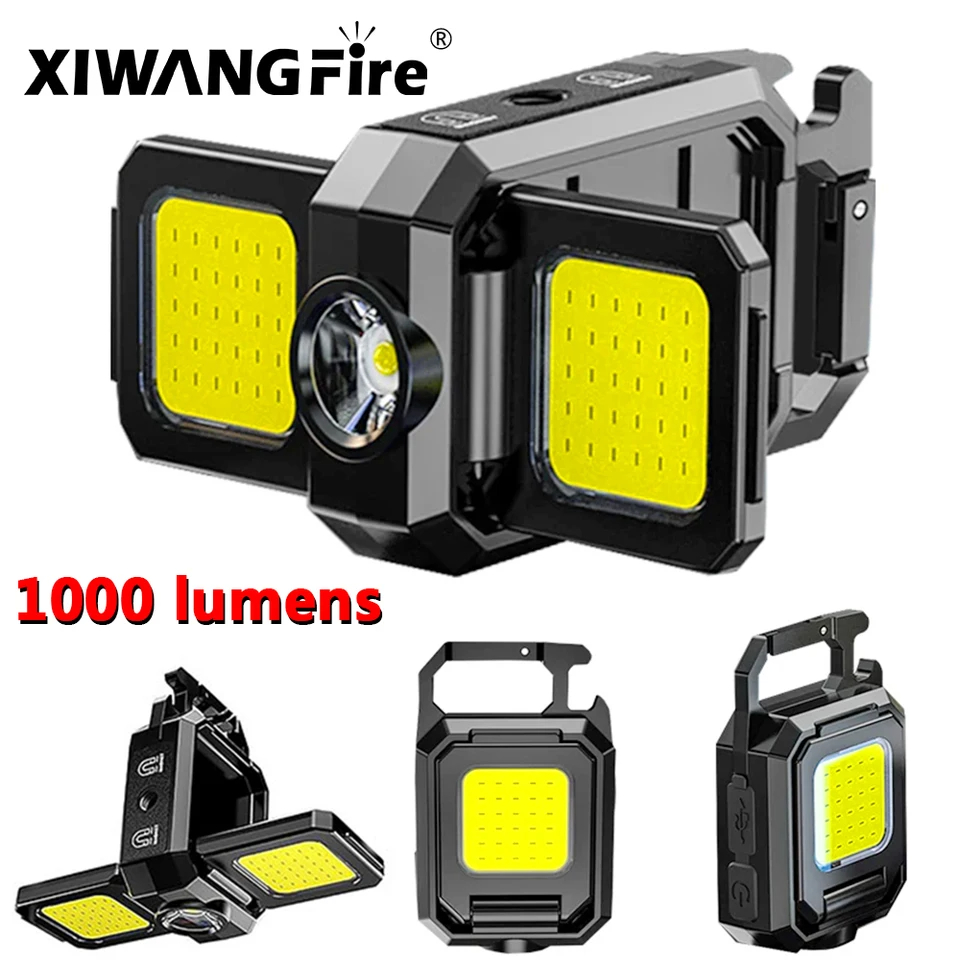 Flashlight Cob Work Light For Xpe Led Lanterns Lamp Multi Type-c Side Fishing Mini Pocket Waterproof Camping Lights Foldable Rechargeable Outdoor Folding Portable Keychain With Super Ipx4 Lanterna