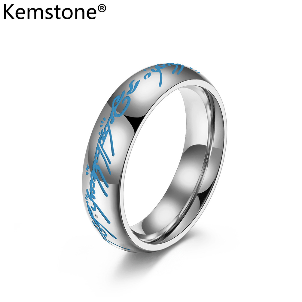 Kemstone Luminous Tungsten Steel Lord of The Rings Gold Silver Plated Male