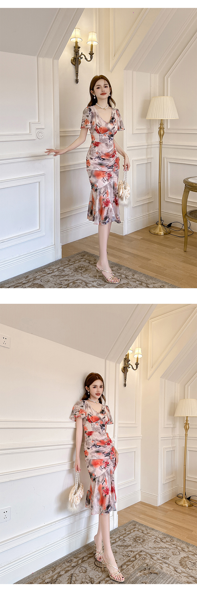 MingJieBiHuo Fashion Summer Print Long Dress Women Ladies Clothes Elegant Pretty Chiffon Sexy Strap Slim Slit