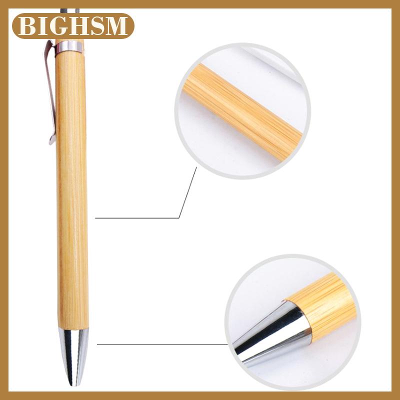 BIGHSM 10Pcs Thiết Lập Tre Gỗ Bút Bi 1.0Mm Tip Màu Xanh Đen Mực Văn Phòng Trường Văn Phòng Văn Phòng Phẩm Clip Chữ Ký Bóng Bút