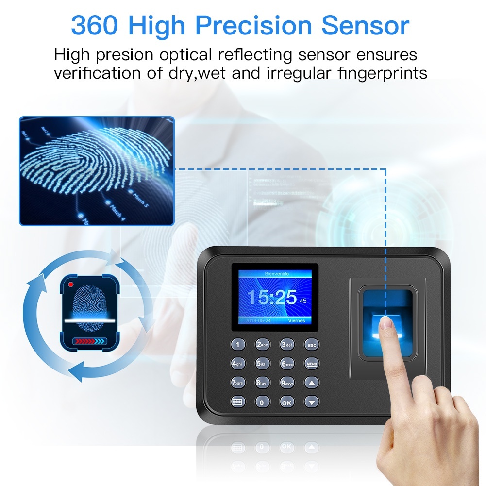 Fingerprint Time & Attendance Recorder Employee Thumbprint Punch Machine with Attendance and Absence Management
