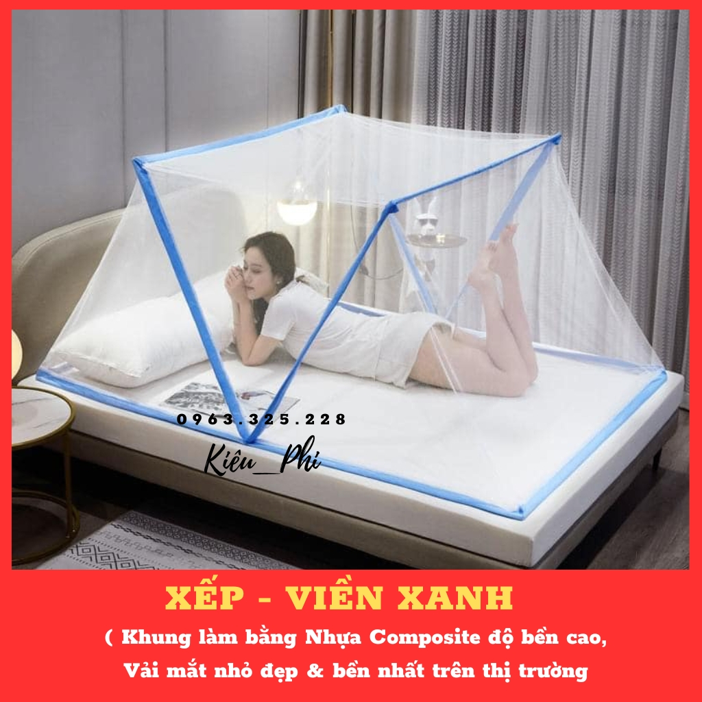 Màn khung chụp mùng người lớn cao cấp kiểu xếp thông minh dễ gấp gọn chống muỗi tự bun