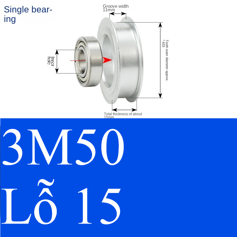 Bánh Răng Đồng Bộ 3M 50 Răng Guangfa - Răng Căng, Rãnh 11/16/21mm, Có Ổ Bi, Lỗ 5-17mm, Nhôm, Hướng Dẫn Công Nghiệp - bóng 11 15 đơn