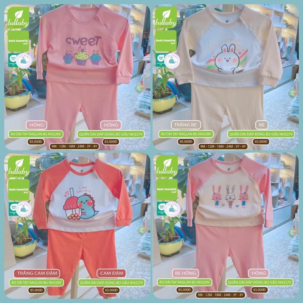 Bộ quần áo dài tay bé gái chất cotton mỏng Lullaby NH248V