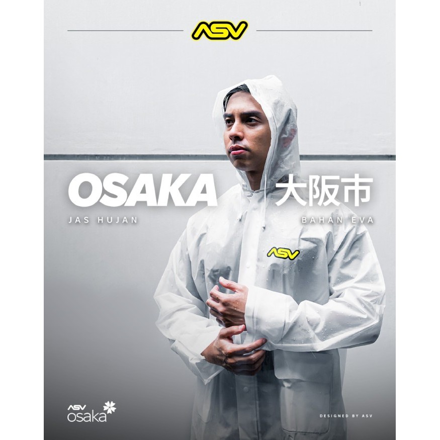 Jas Hujan Dewasa Pria Wanita Premium Osaka 1 Setel Tas Setelan Atasan Baju Jaket Celana ASV Osaka Bahan EVA Anti Bau Waterproof Raincoat Original Ringan Lemas Transparan Press Mudah Dicuci Kantung Depan Double Protection Hoodie Sirkulasi Udara M L XL XXL Harga 100,388 rupiah*Gratis Ongkir
