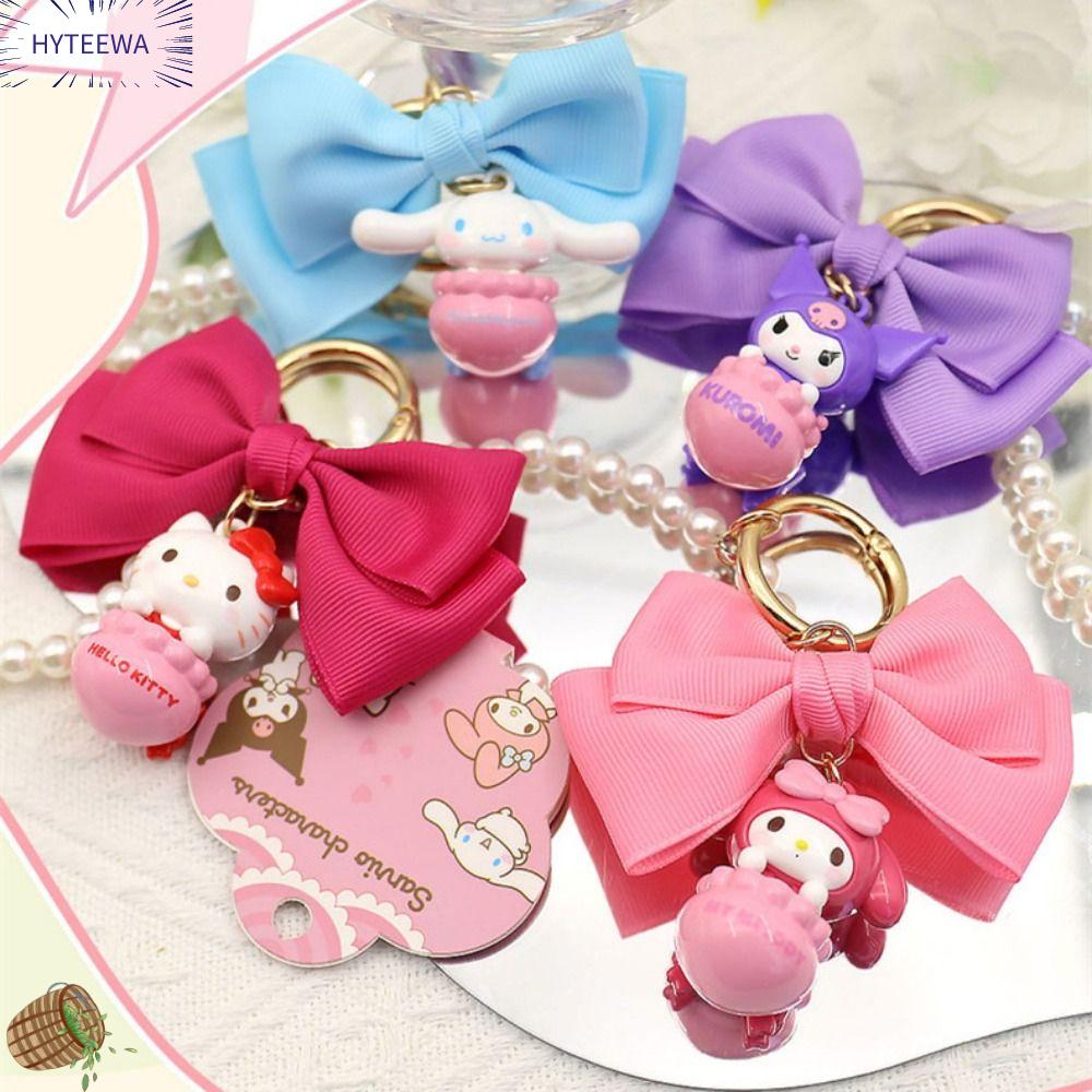 HYTEEWA Ngọc Trai Móc khóa Sanrio Hoạt hình Nơ Sanrio dây chuyền Túi Anime Bền Quà Tặng đồ chơi Móc khóa xe hơi