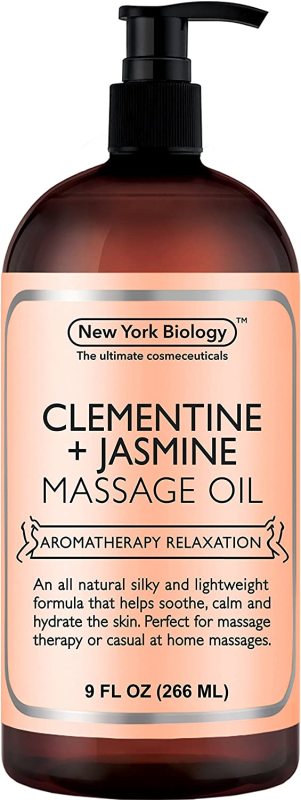 Buy New York Biology Clementine and Jasmine Massage Oil - 100% Natural Ingredients - Sensual Body Oil Made with Essential Oils for Muscle Relaxation and Deep Tissue - 9 oz (INSTOCKS) Singapore