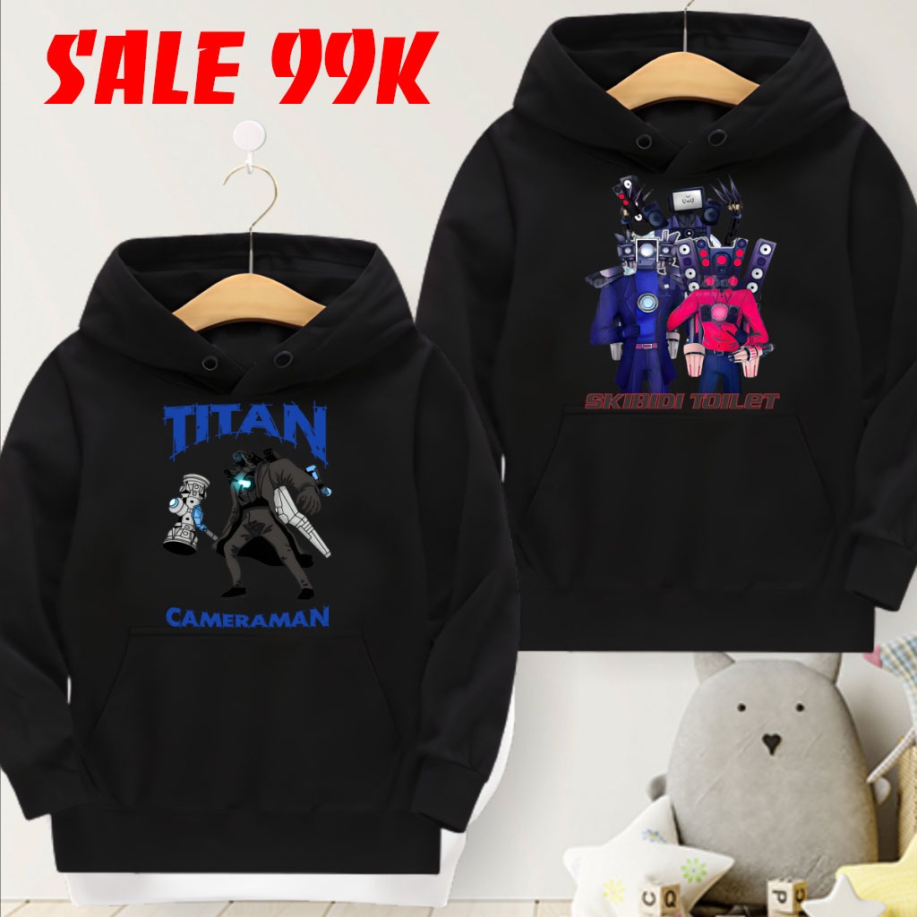 Áo Hoodie Speaker Man,TV Man, Cameraman, Bossman Titan Skibidi Toilet Màu Đen Cho Bé Trai | Milo Clothes